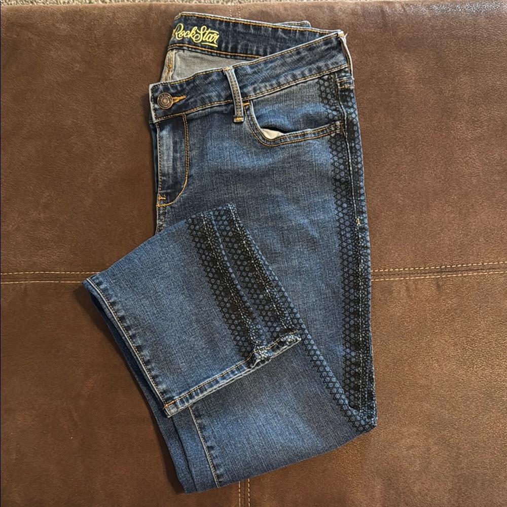 Old Navy Women's Skinny Jeans - Blue with Black Accents